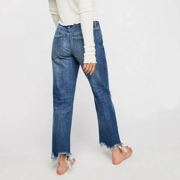 FREE PEOPLE Maggie Mid-Rise Straight-Leg Jeans Womens size 24 - Picture 3 of 5